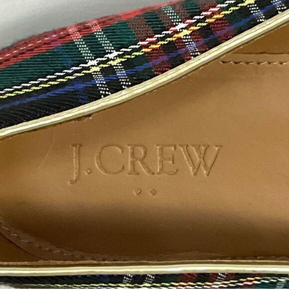 J. Crew Plaid Smoking Loafers Stewart Tartan Black Red Sz 10.5 Flats Slip-on - Picture 5 of 8